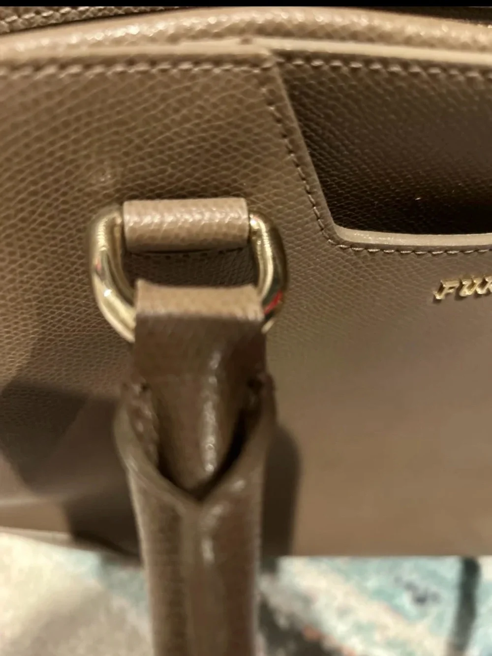 Furla Dolly Medium Pebbled Leather Satchel with Gold Charm